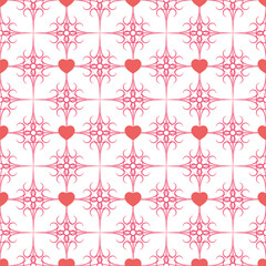 Red heart on pink square seamless pattern