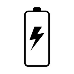 Battery icon with lightning bolt sign. Battery charging icon with lightning bolt symbol.