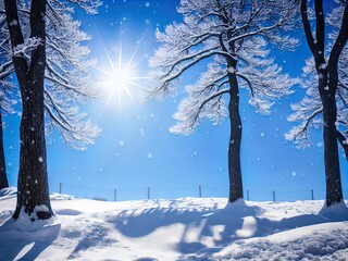 Winter background with snow covered trees. Perfect for cards, posters and more.	