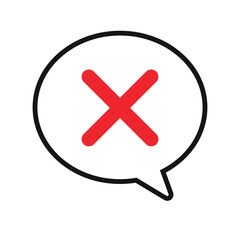 バツの吹き出しアイコン　赤