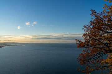 View onto a bay of Lake Constance during the golden hour