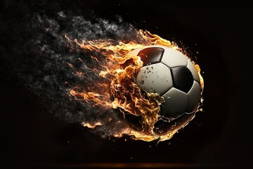 Naklejka premium Burning soccer ball. Generative AI