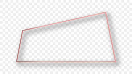 Rose gold glowing trapezoid shape frame with shadow