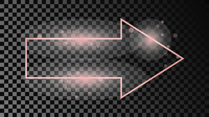 Rose gold glowing arrow shape frame