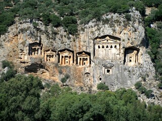 Fototapeta premium view to the rock tombs near Dalyan, Turkey