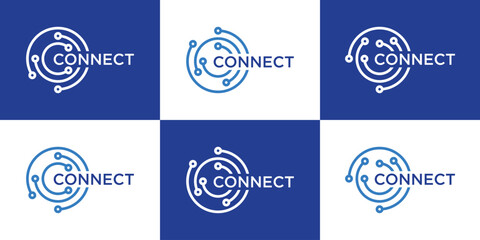 logo design connect with circle icon vector illustration