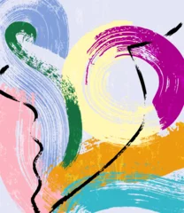 Gordijnen abstract colorful background, illustration with lines, waves, circle, paint strokes and splashes © Kirsten Hinte