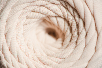 Soft cotton knitted yarn noodles close-up