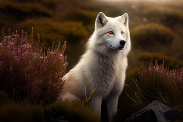 Arctic wolf portrait, Generative AI