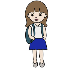 A student girl with backpack