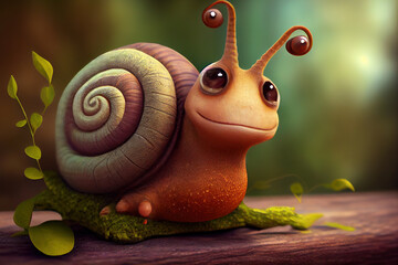 Cute garden snail, Generative AI