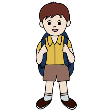 A student boy with backpack