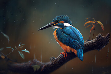 Kingfisher portrait, Generative AI