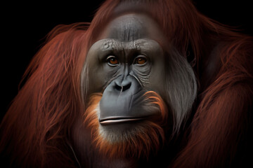 Orangutan portrait, Generative AI