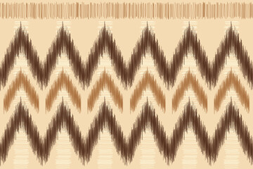 Ethnic Ikat fabric pattern geometric style.African Ikat embroidery Ethnic oriental pattern white brown cream background. Abstract,vector,illustration. For texture,clothing,wrapping,decoration,carpet.