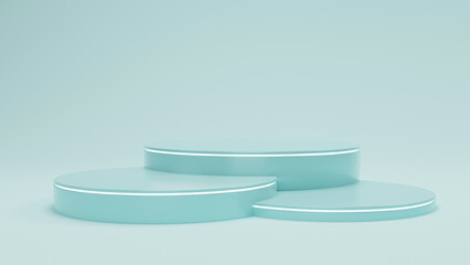 Premium 3d geometric stage for product placement, 3d illustration. Green Blue modern background style ,minimal wall scene. luxury stage show product, Pastel modern style