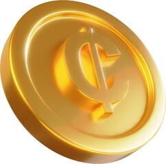 Golden Ghanaian cedi coin 3d render illustration