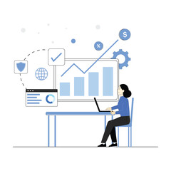 Data secure and Business growth graph