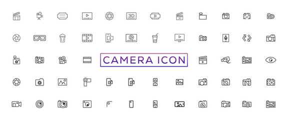 Photo and video icon set. Icons of photography, image, photo gallery, video camera and photo camera. Diaphragm icon. image, photo gallery Vector illustration
