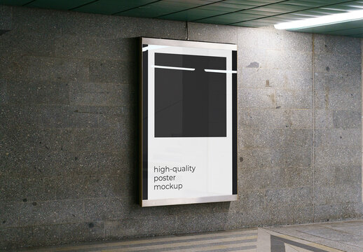 Street Outdoor Poster Advertising Mockup Template Subway Metro