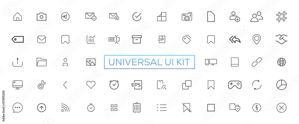 Poster minimalist and simple looking ui icons set for dark, light mode. outline isolated user interface ele