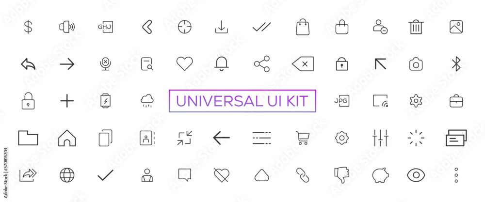 Poster minimalist and simple looking ui icons set for dark, light mode. outline isolated user interface ele