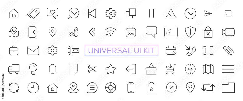 Poster minimalist and simple looking ui icons set for dark, light mode. outline isolated user interface ele