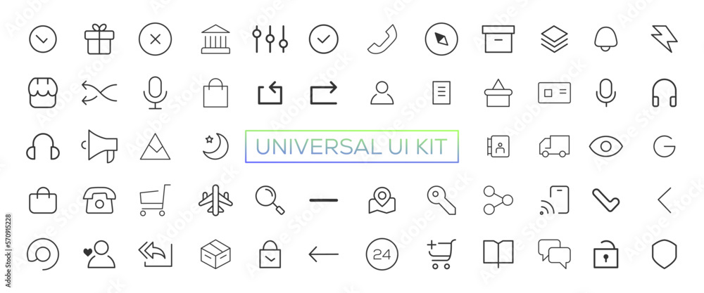 Poster minimalist and simple looking ui icons set for dark, light mode. outline isolated user interface ele