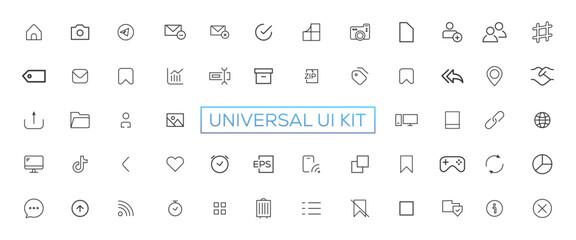 Minimalist and simple looking ui icons set for dark, light mode. Outline isolated user interface elements for night, day themes
