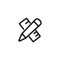 pencil and rule icons. outline icon