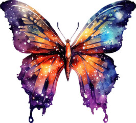 Cosmic Butterfly Watercolor Illustration. Generative AI