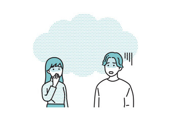 シンプルな男女のネガティブな立ち姿セット　イラスト素材