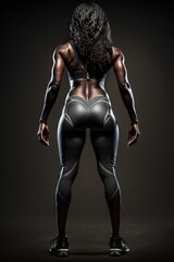 African-American woman Bodybuilder from behind generative ai
