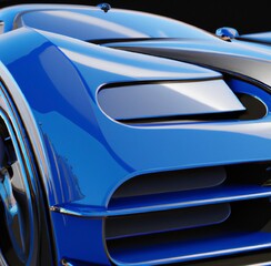 Future-Forward Automotive Innovation: A Close-Up of Generative AI-Designed Sports Car Headlights. Exotic sports car digital illustrated closeup. Supercar background digital. Car wallpaper blue design.