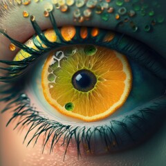 Abstract picture of a citrus eye, ai generated