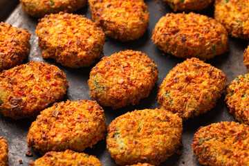 Carrot and spinach vegan vegetarian bites, party finger food.