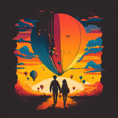 silhouette of a couple generated by generative AI