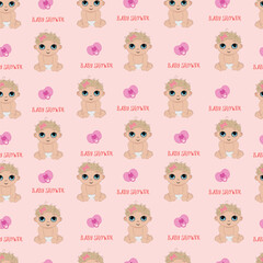 Girls pattern.Seamless backgrounds. Cute textile print. Baby shower vector illustration.