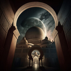 Mosque front view islamic