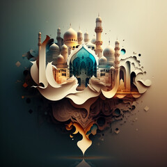 Islamic abstract mosque vector style AI generated