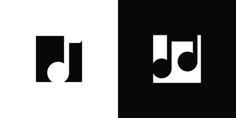 logo design note music with square abstract icon vector illustration