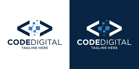 logo design digital and code technology modern icon vector illustration