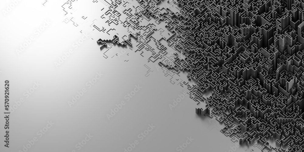 Poster infinite maze mega city: technology and development concepts, original 3d rendering