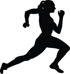 Fototapeta na wymiar running woman sprinter runner black silhouette