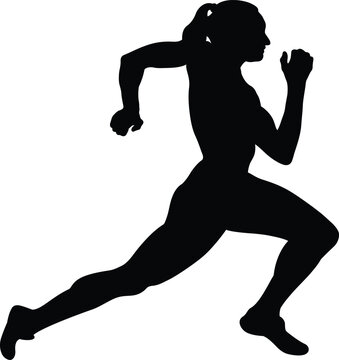 running woman sprinter runner black silhouette