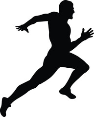 running muscular sprinter runner black silhouette