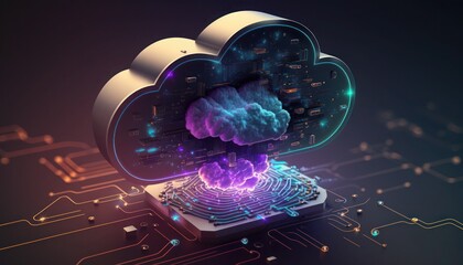 Cloud computing concept, smart city wireless internet, generative ai