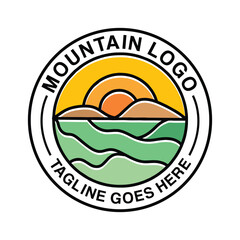 Mountain Logo Vector Vintage Emblem Vector Design badge illustration Symbol Icon