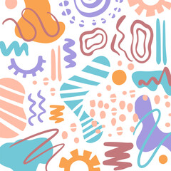 ABSTRACT SHAPES Minimal Childish Vector Hand Drawn Sketch Contemporary Folk Doodle Modern African Design For Fabric Print Forms Background Textile Matisse Style
