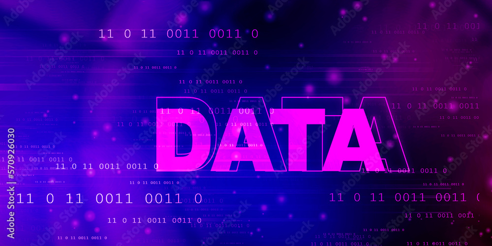 Poster 2d illustration abstract digital binary data on computer screen